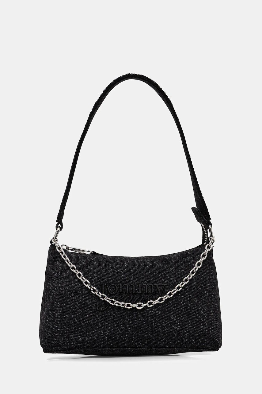 Džínsová taška Tommy Jeans čierna farba, AW0AW18083