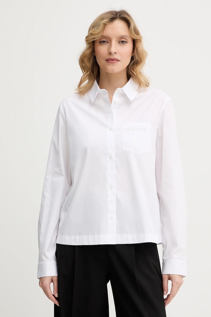 Košeľa Joop! biela farba, voľný strih, s klasickým golierom, 30100036