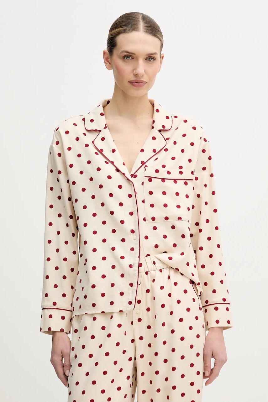 Pyžamová košeľa Abercrombie & Fitch béžová farba, KI146-5136-606