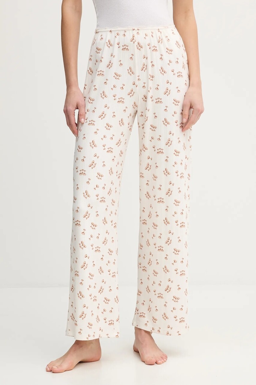 Pyžamové nohavice Abercrombie & Fitch béžová farba, KI146-5113-110