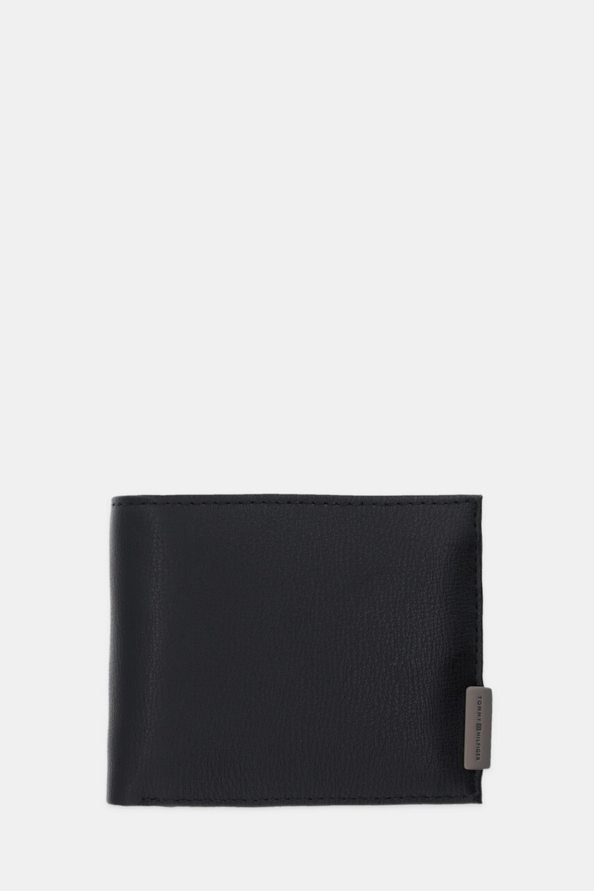 Kožená peňaženka Tommy Hilfiger čierna farba, AM0AM13961