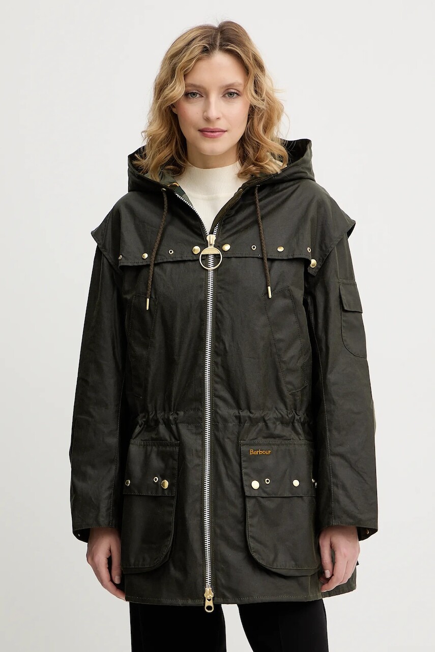 Bavlnená bunda Barbour Aberford zelená farba, prechodná, LWX1520