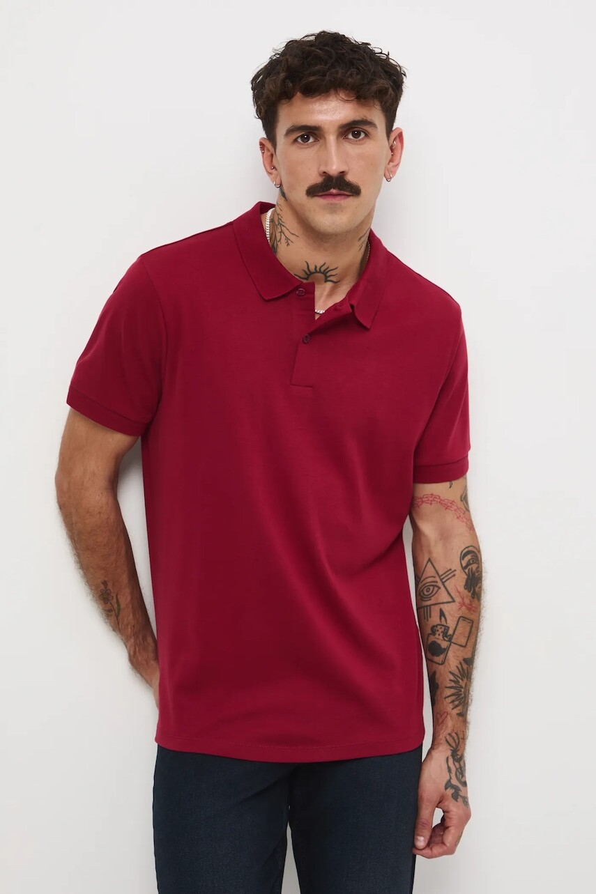 Bavlnené polo tričko Medicine červená farba, jednofarebná