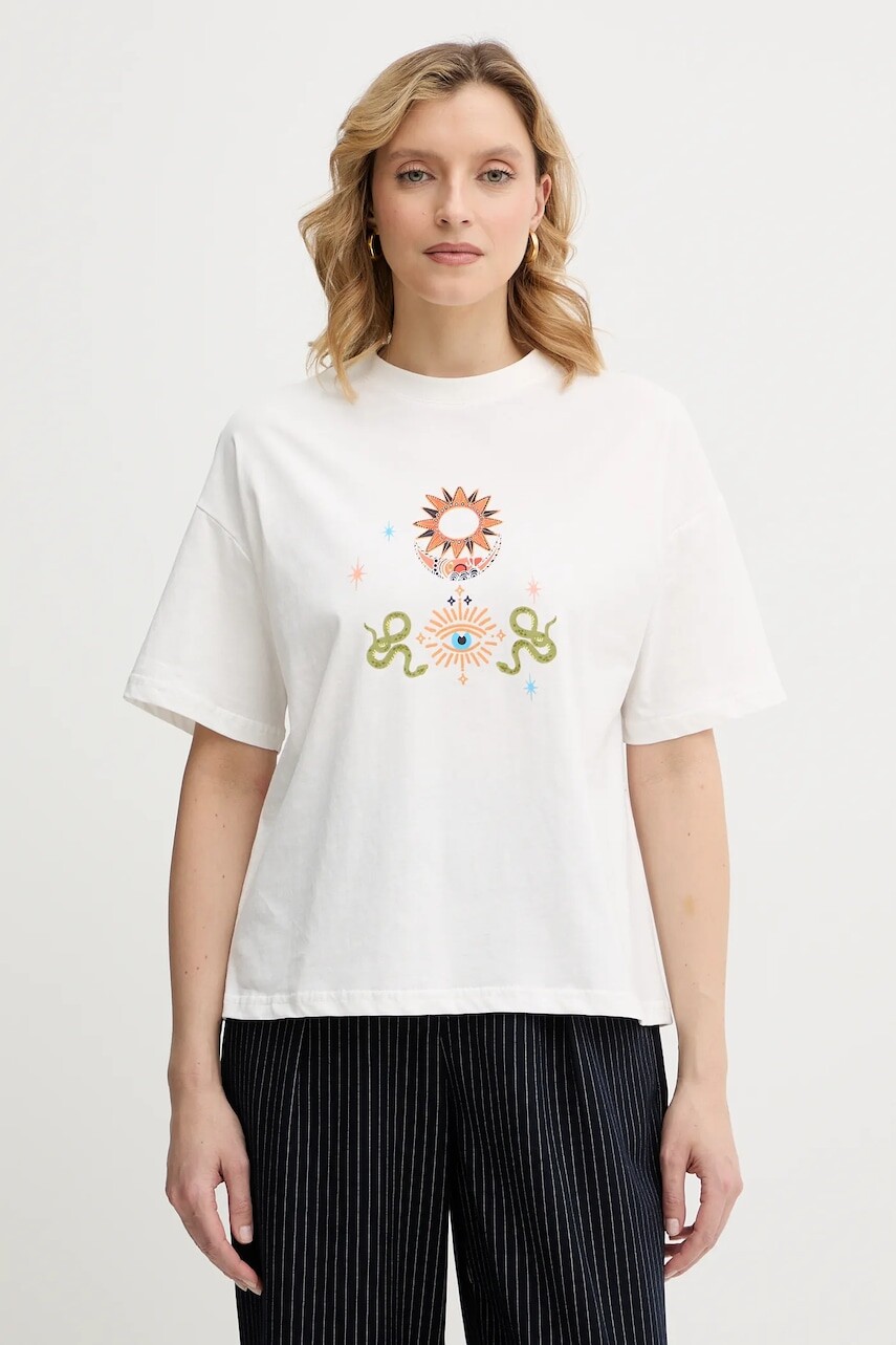 Bavlnené tričko Never Fully Dressed Mystical dámske, biela farba, NFDTO2068