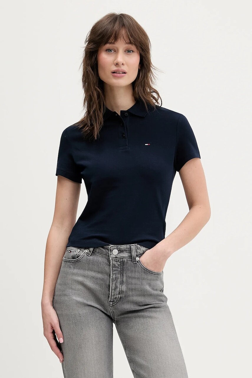 Polo tričko Tommy Jeans dámske, tmavomodrá farba, DW0DW21931