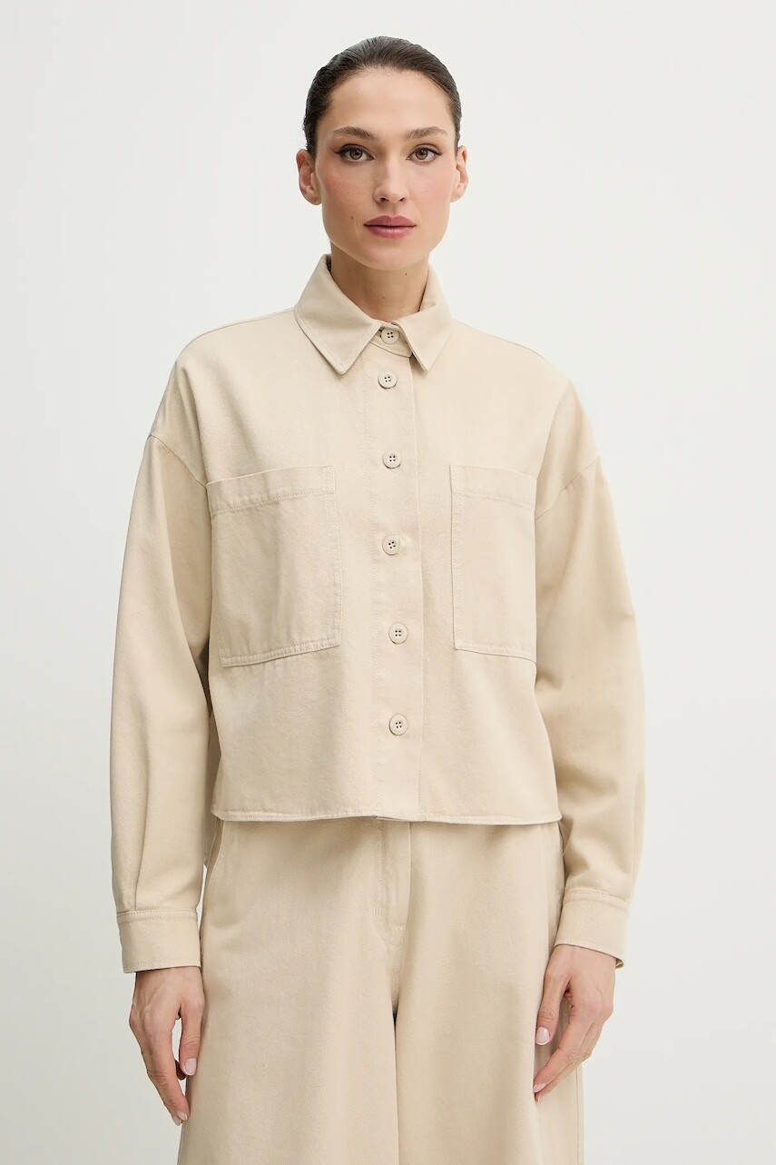 Bavlnená košeľa Weekend Max Mara RADENTE béžová farba, voľný strih, s klasickým golierom, 2615111081600