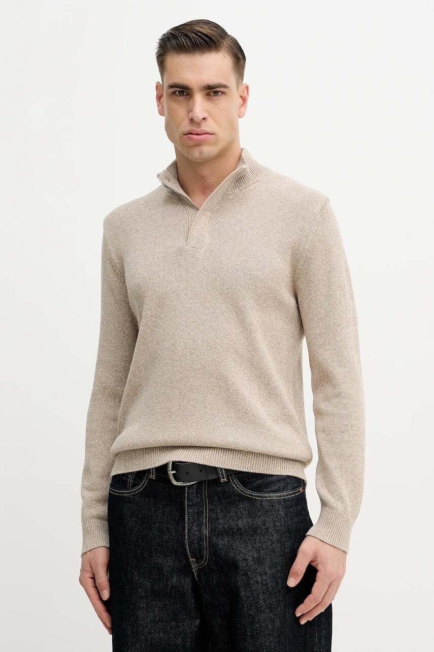 Sveter s prímesou kašmíru Hackett London béžová farba, HM7000130