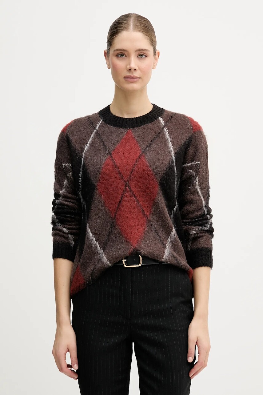 Sveter s prímesou moheru Sisley hnedá farba, ľahký, 1TQ1L106Z