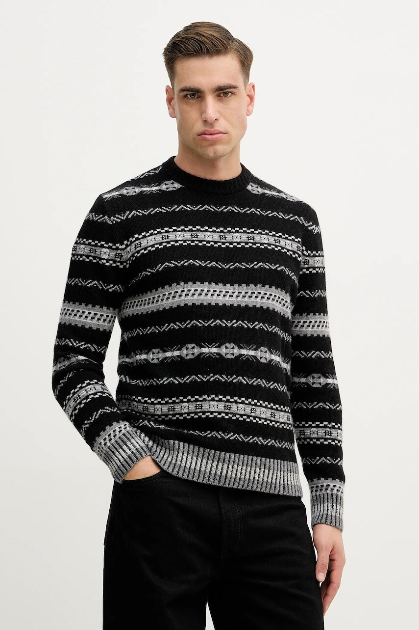 Sveter s prímesou vlny United Colors of Benetton čierna farba, 18AYK10AP