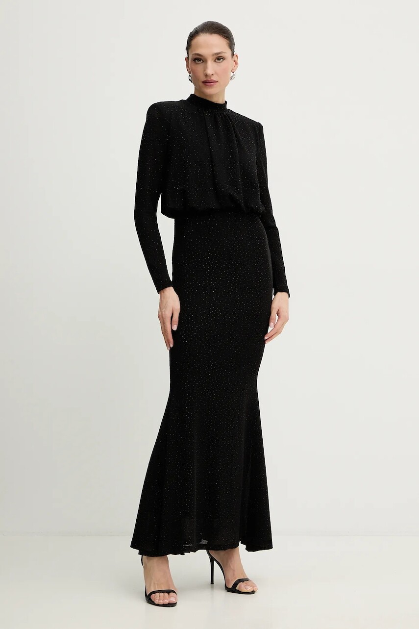 Šaty Morgan čierna farba, maxi, rovný strih, ROSCAR