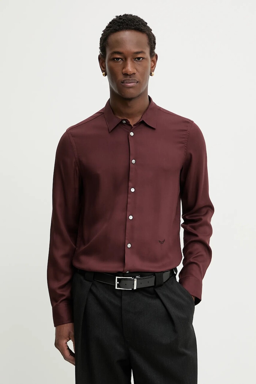 Košeľa ZADIG&VOLTAIRE bordová farba, regular, s klasickým golierom, WMSH01333