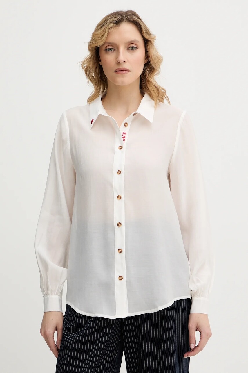 Košeľa Never Fully Dressed Miley biela farba, regular, s klasickým golierom, NFDTO2023