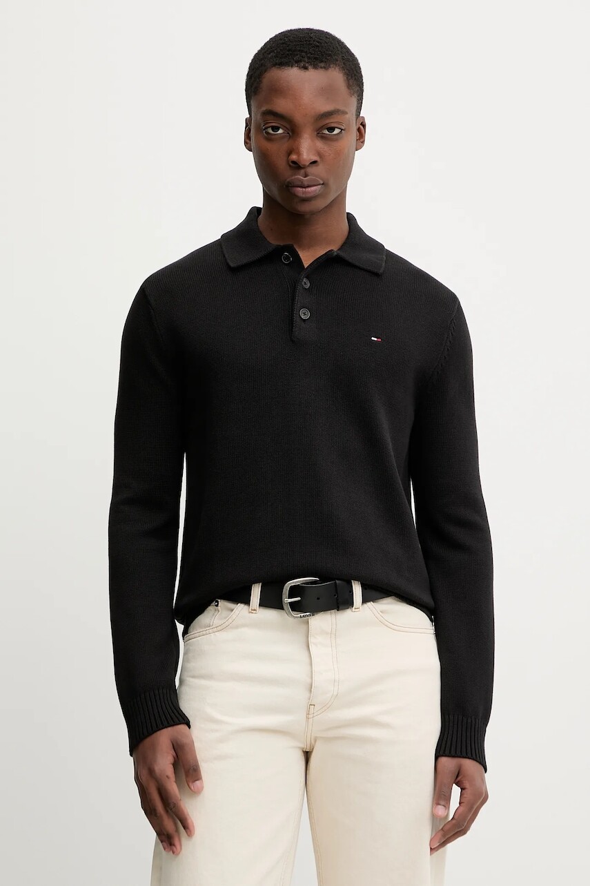 Bavlnený sveter Tommy Jeans čierna farba, DM0DM22647