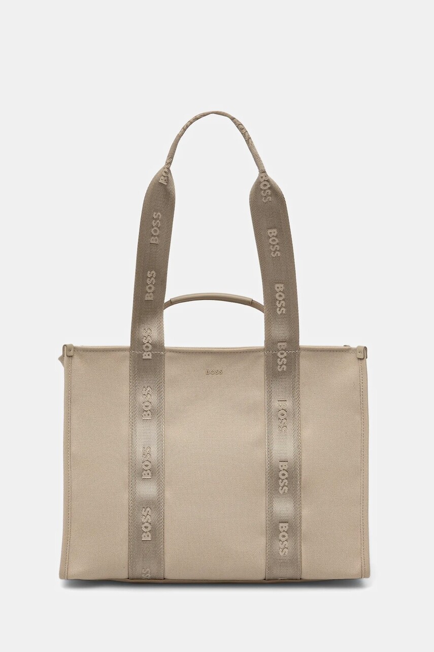 Kabelka BOSS Sandy Tote C béžová farba, 50558113