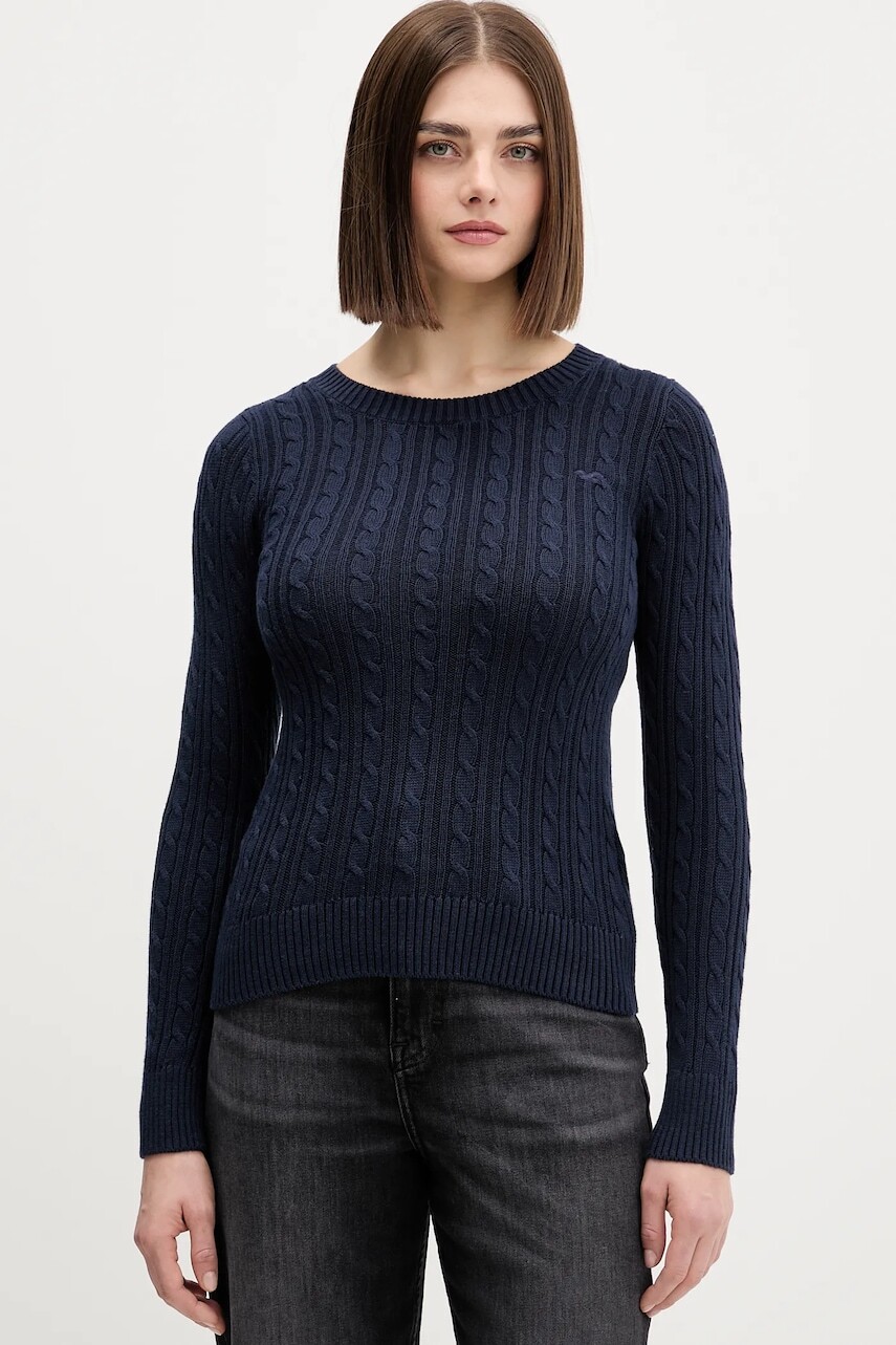 Sveter Hollister Co. tmavomodrá farba, ľahký, KI350-5305-200