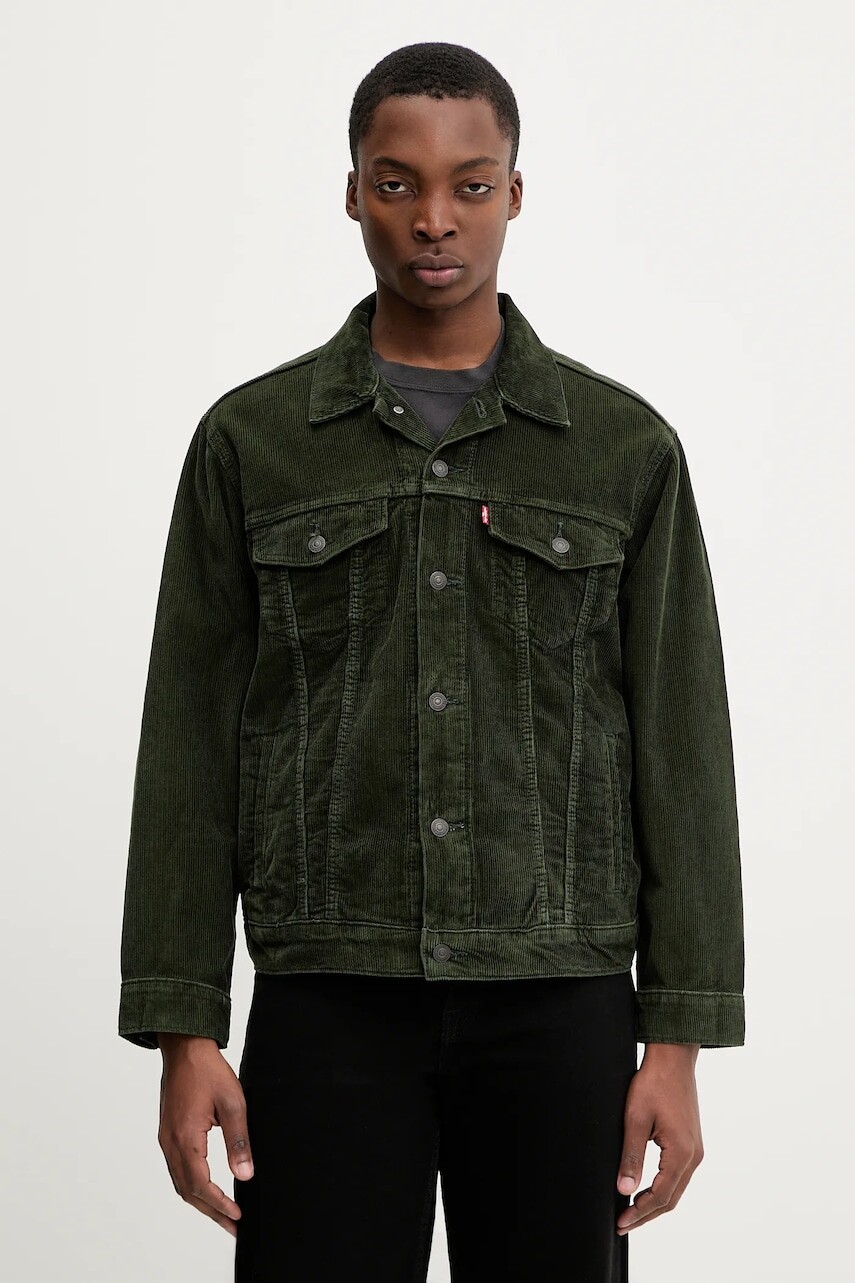 Bavlnená bunda Levi's zelená farba, prechodná, A5782