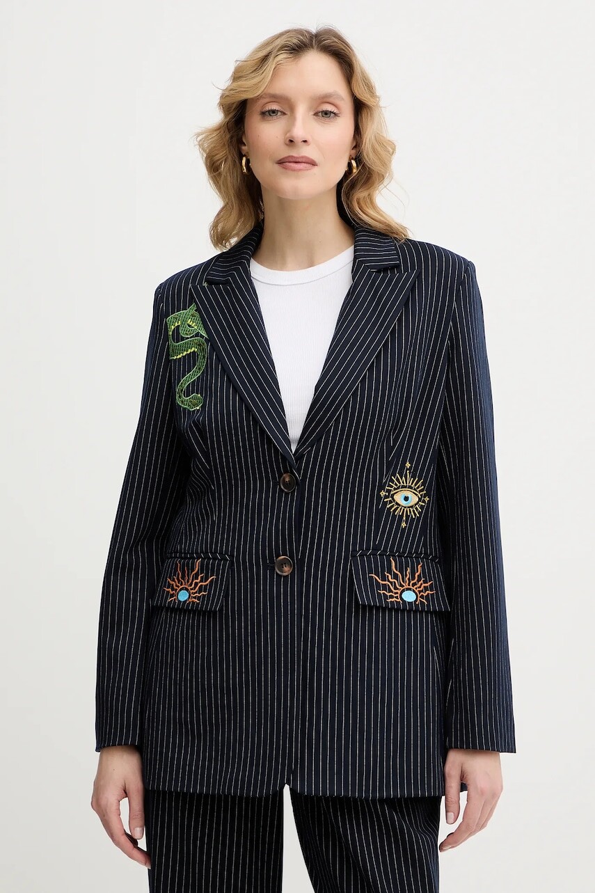 Sako Never Fully Dressed Taylor tmavomodrá farba, jednoradové, vzorované, NFDOU449