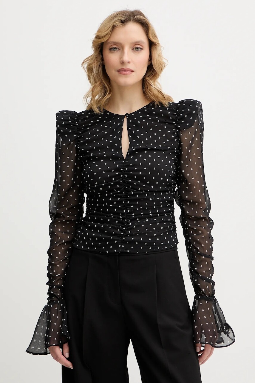 Blúzka Rotate čierna farba, vzorovaná, 115222000