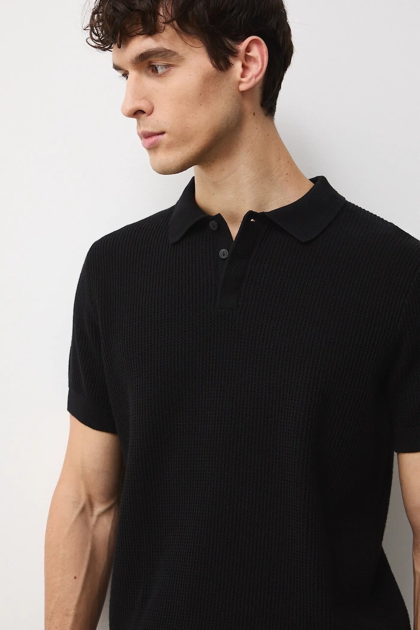 Bavlnené polo tričko Medicine čierna farba, jednofarebná