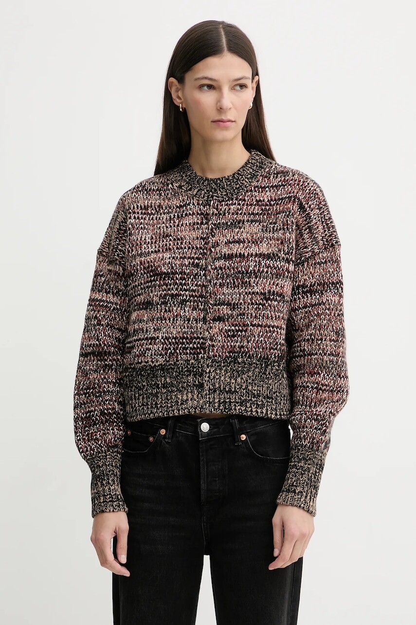 Sveter s prímesou vlny Barbour Saima hnedá farba, hrejivý, LKN1740