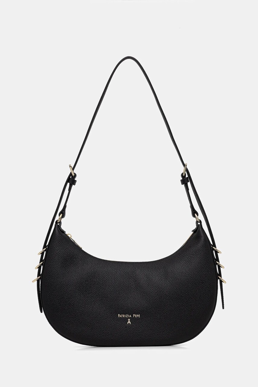 Kožená kabelka Patrizia Pepe čierna farba, 8B0311 L001
