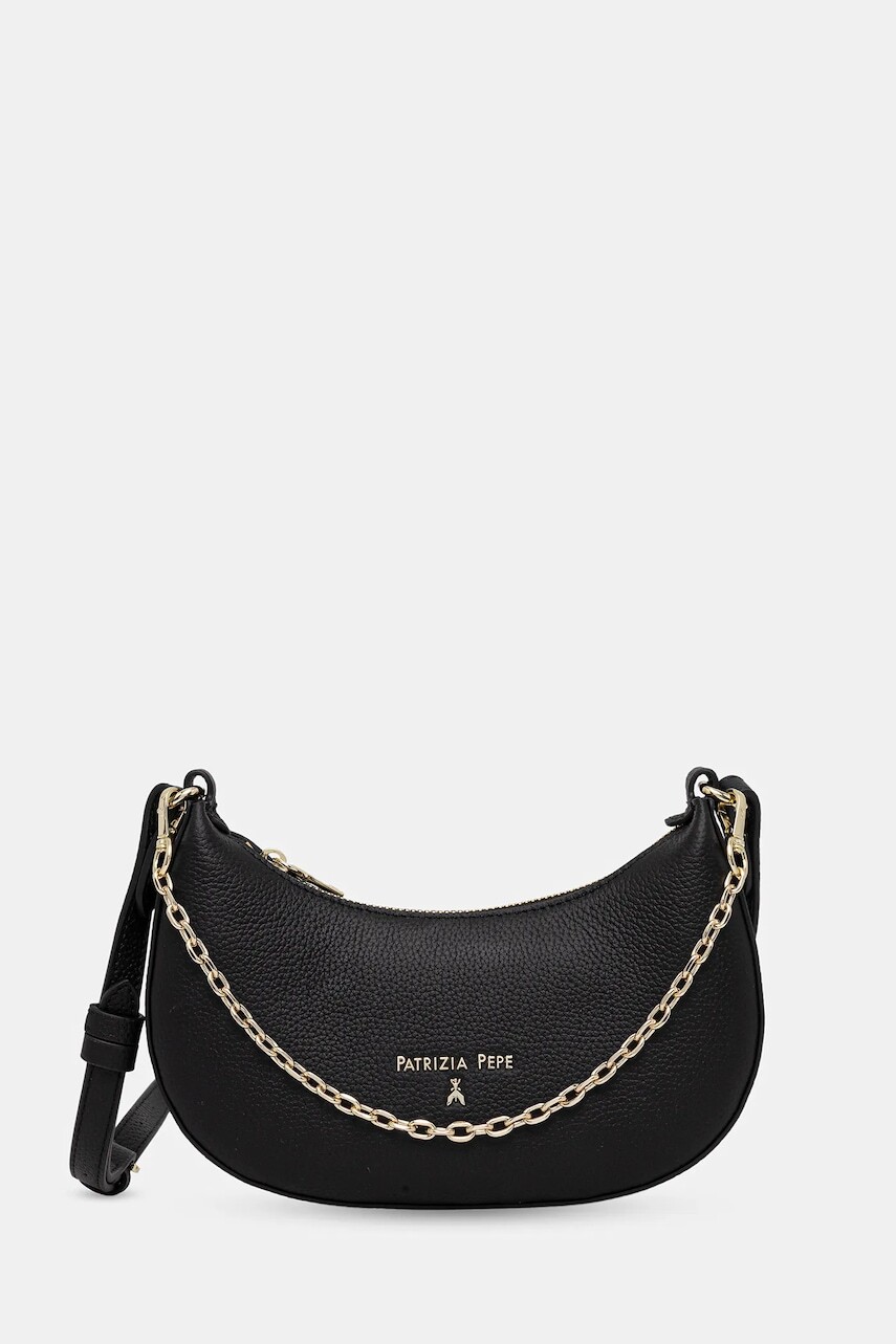 Kožená kabelka Patrizia Pepe čierna farba, 8B0309 L001