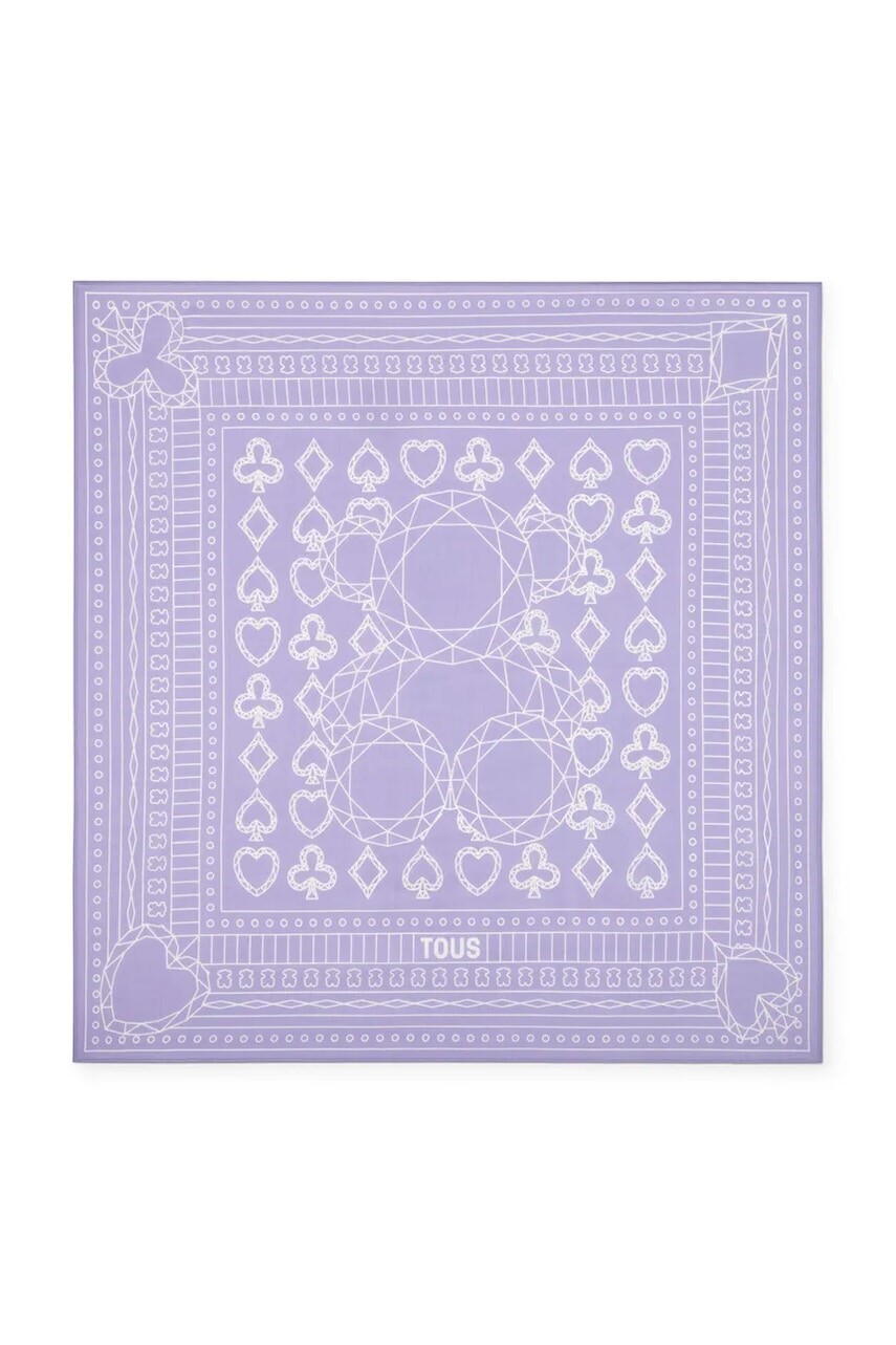 Hodvábna šatka Tous All In fialová farba, vzorovaná, 2002202633