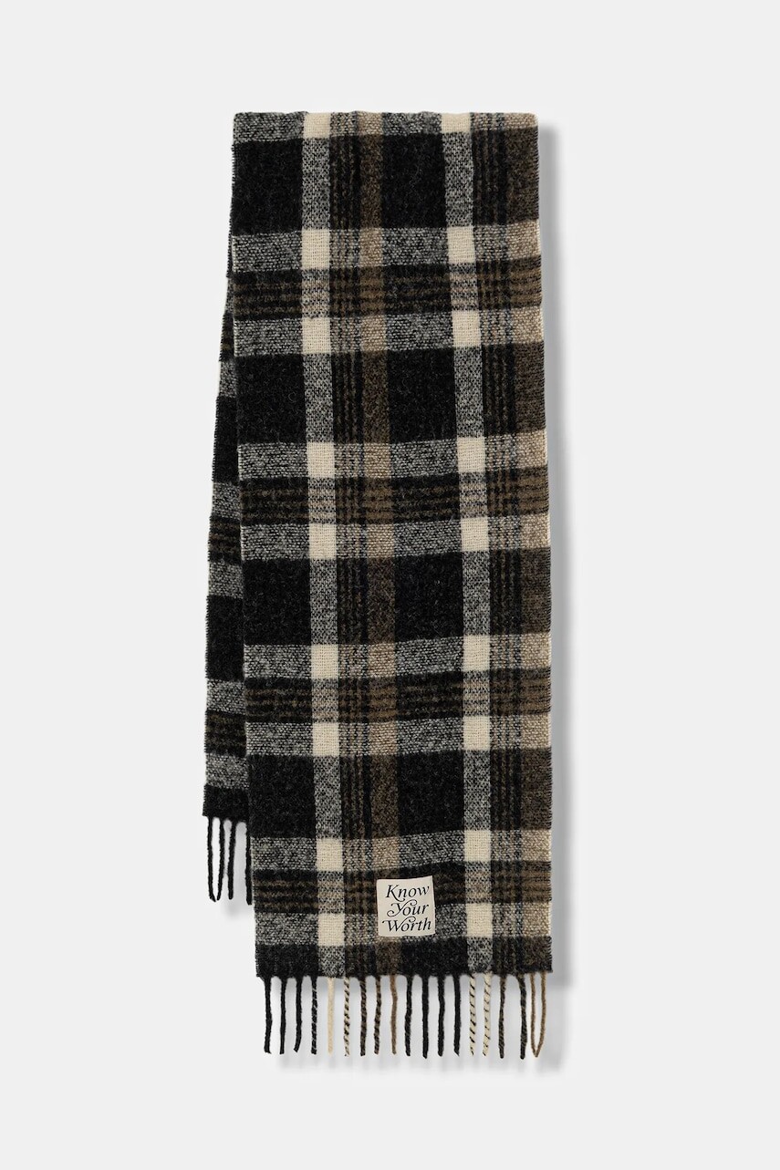 Šál s prímesou vlny United Colors of Benetton čierna farba, 62QJDU027