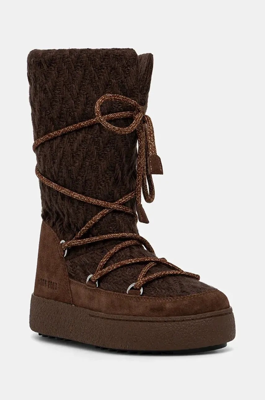 Snehule Moon Boot MB X GIR LTRACK KNIT hnedá farba, 80D2450230-M062