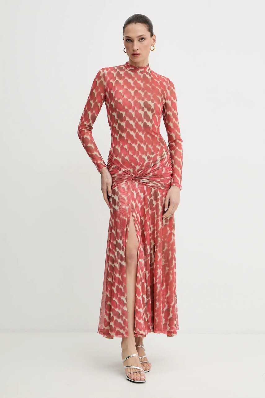 Šaty Bardot oranžová farba, maxi, priliehavé, 58853DB9