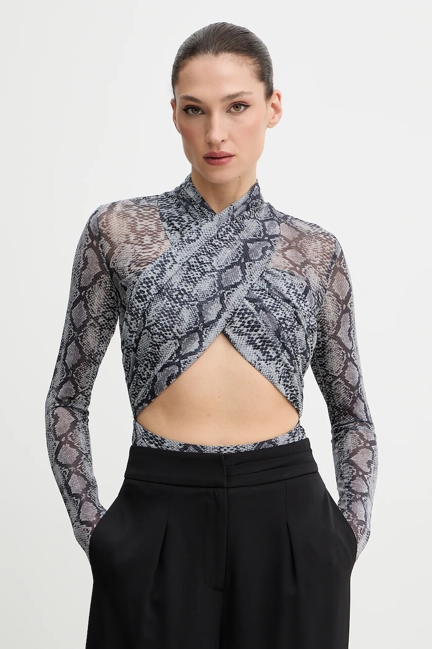 Body Bardot šedá farba, vzorované, 60050TB1