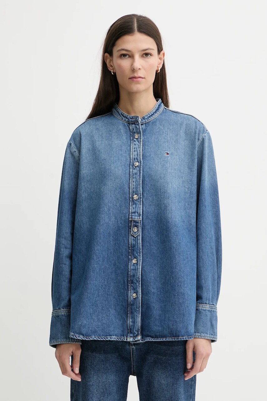 Rifľová košeľa Tommy Hilfiger modrá farba, regular, WW0WW47732