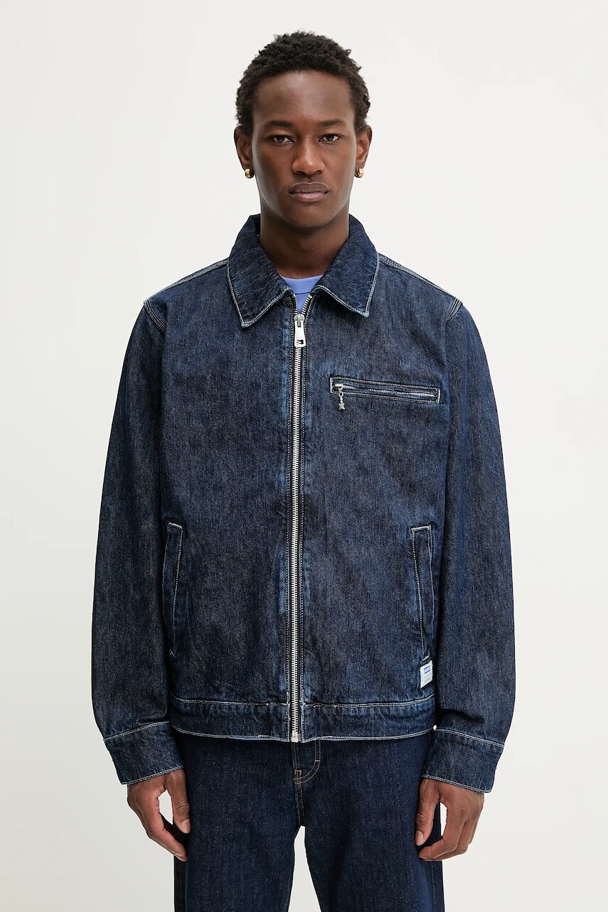 Rifľová bunda Hugo Blue Elzo tmavomodrá farba, prechodná, 50551917