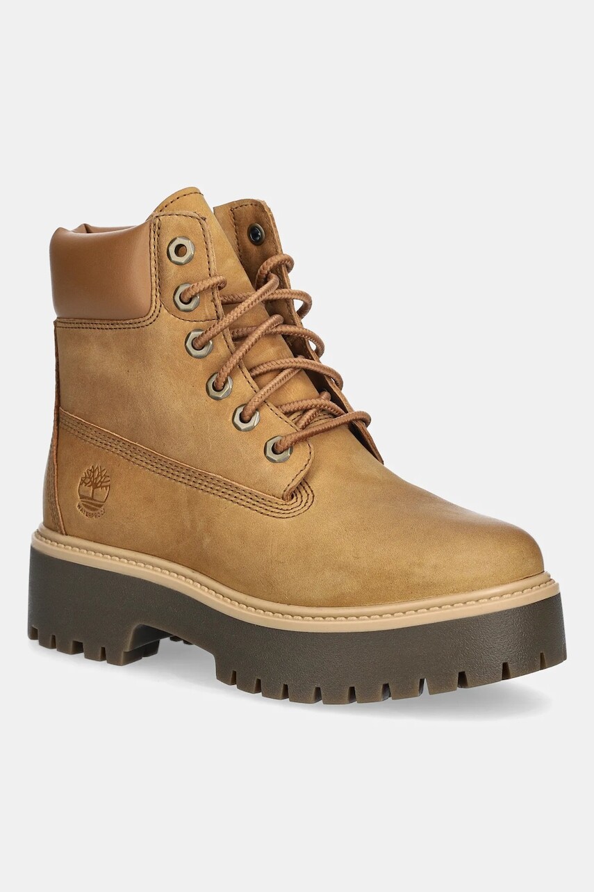 Nubukové workery Timberland Stone Street 6 Inch Lace Up Waterproof hnedá farba, na platforme, TB0A2H3CEN11