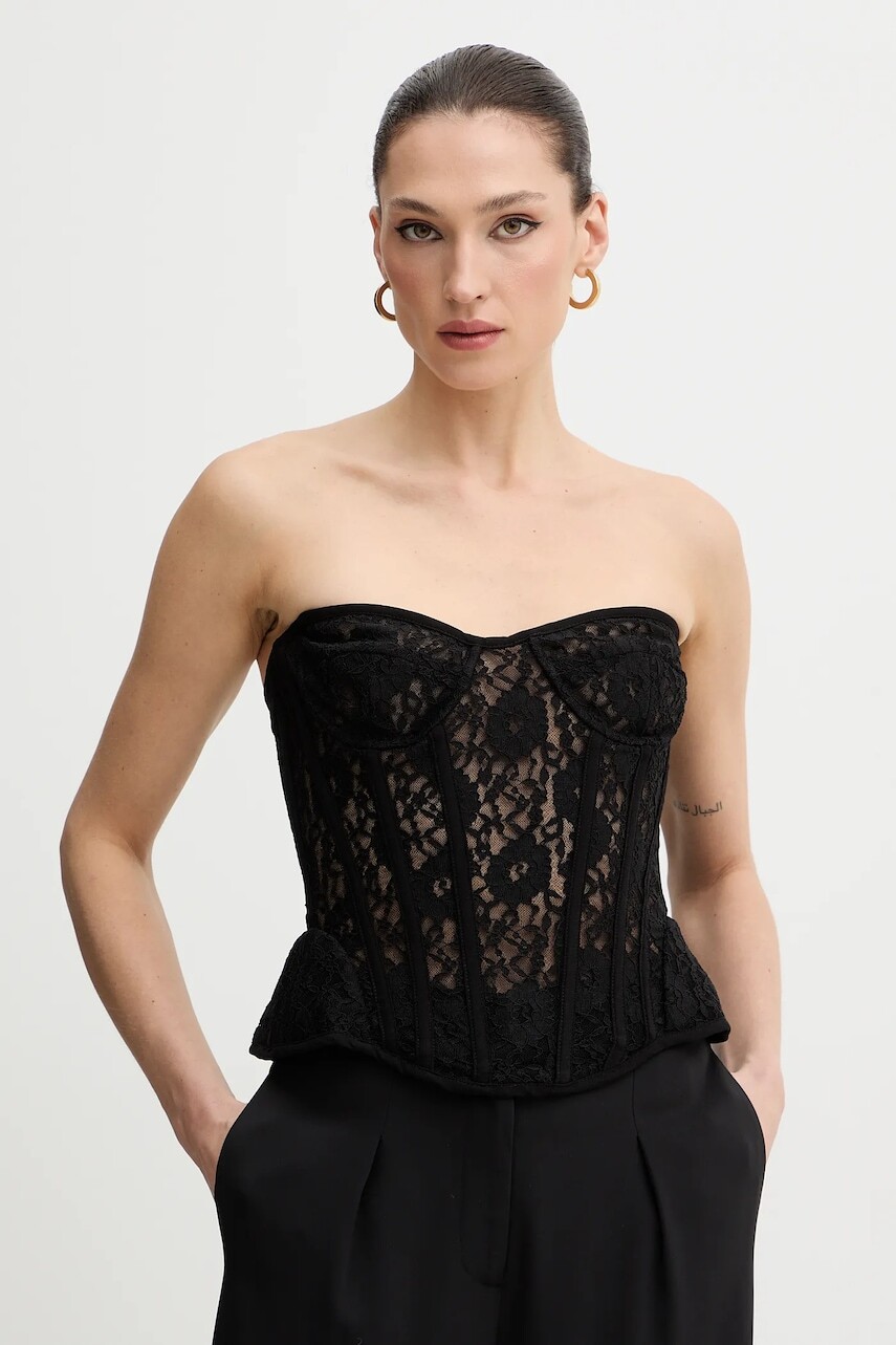 Blúzka Bardot čierna farba, jednofarebná, 60213TB1