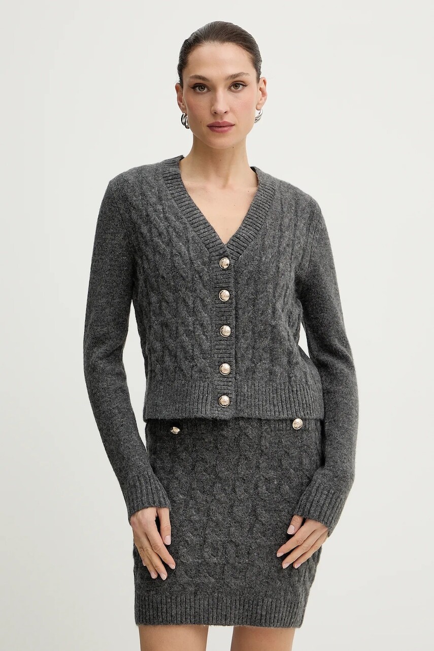 Šaty s prímesou vlny Morgan šedá farba, mini, priliehavé, RMGREY