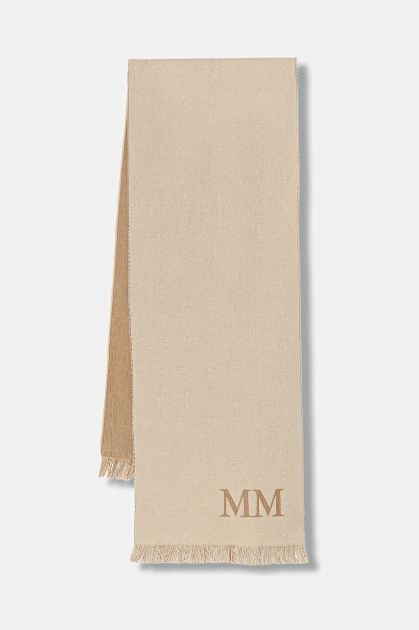 Šál s prímesou vlny MM CORONA béžová farba, jednofarebný, 2616541017600