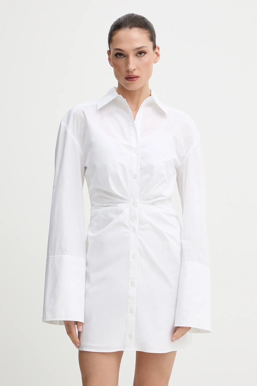 Bavlnené šaty Rotate biela farba, mini, priliehavé, 115162400