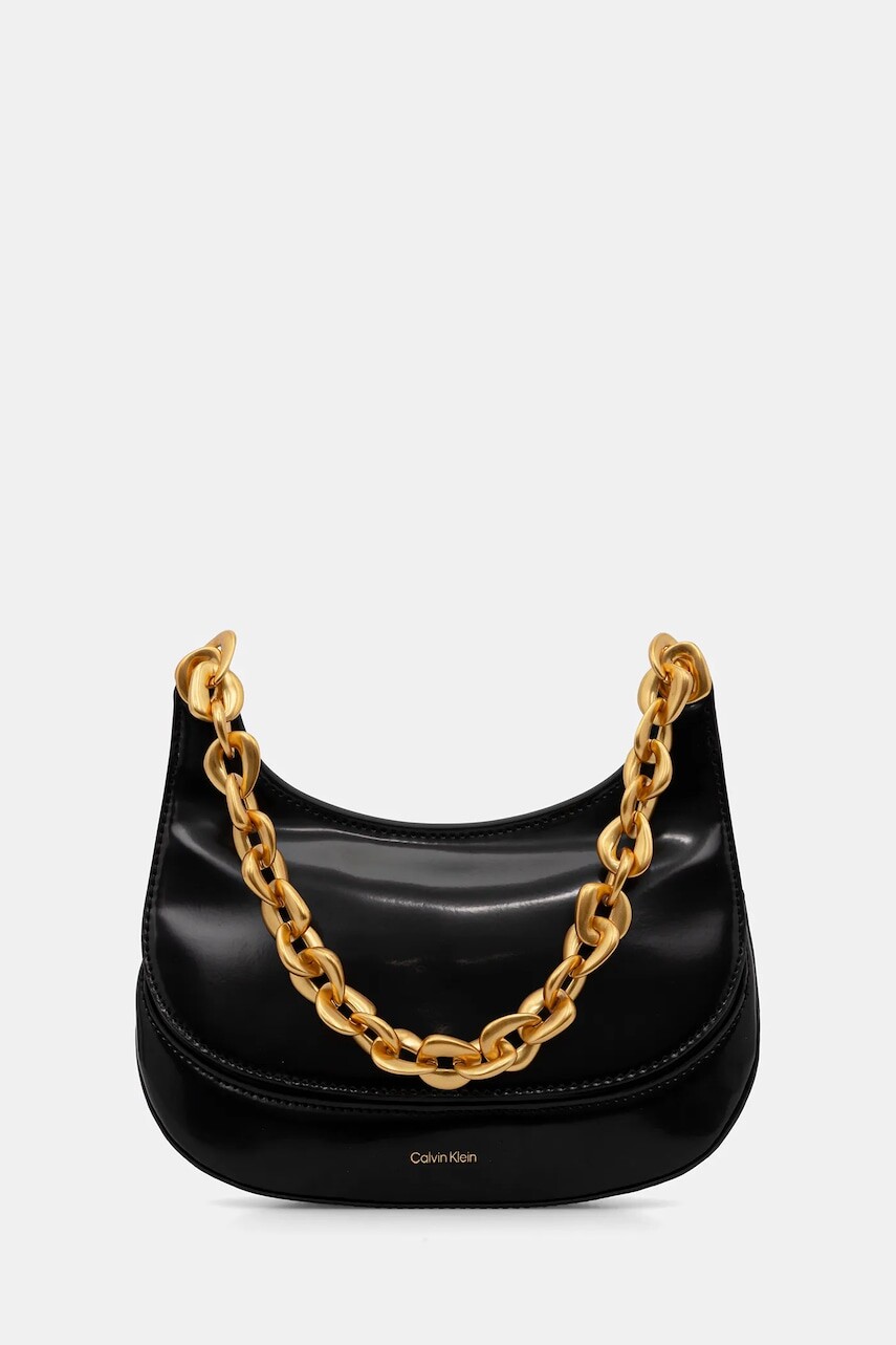 Kožená kabelka Calvin Klein čierna farba, LV04F3403G