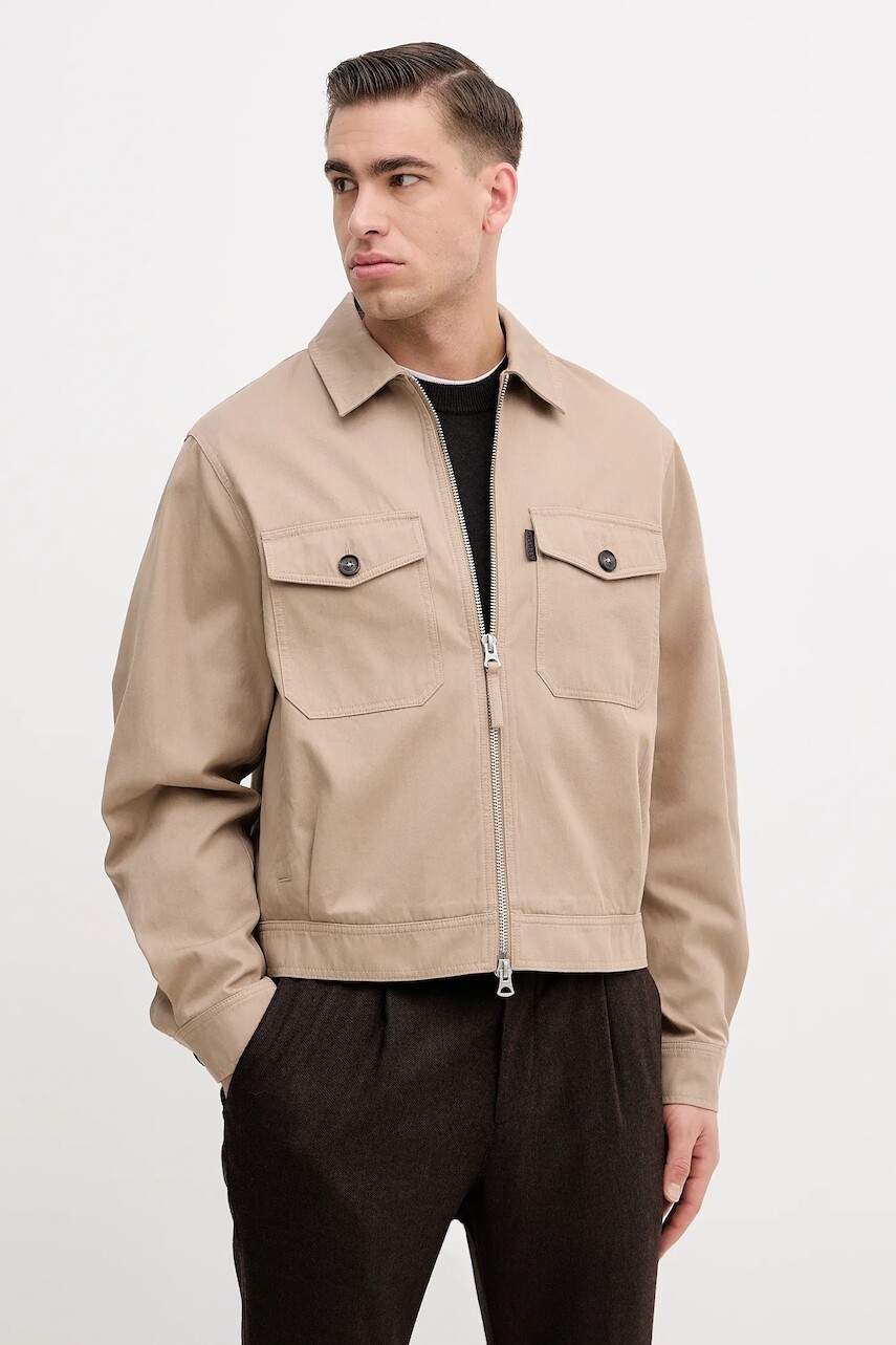 Bunda Tommy Hilfiger béžová farba, prechodná, MW0MW41875