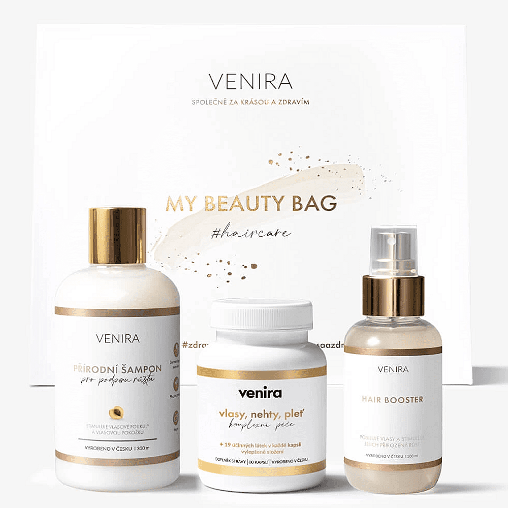 VENIRA Beauty bag kapsule pre vlasy, šampón pre podporu rastu