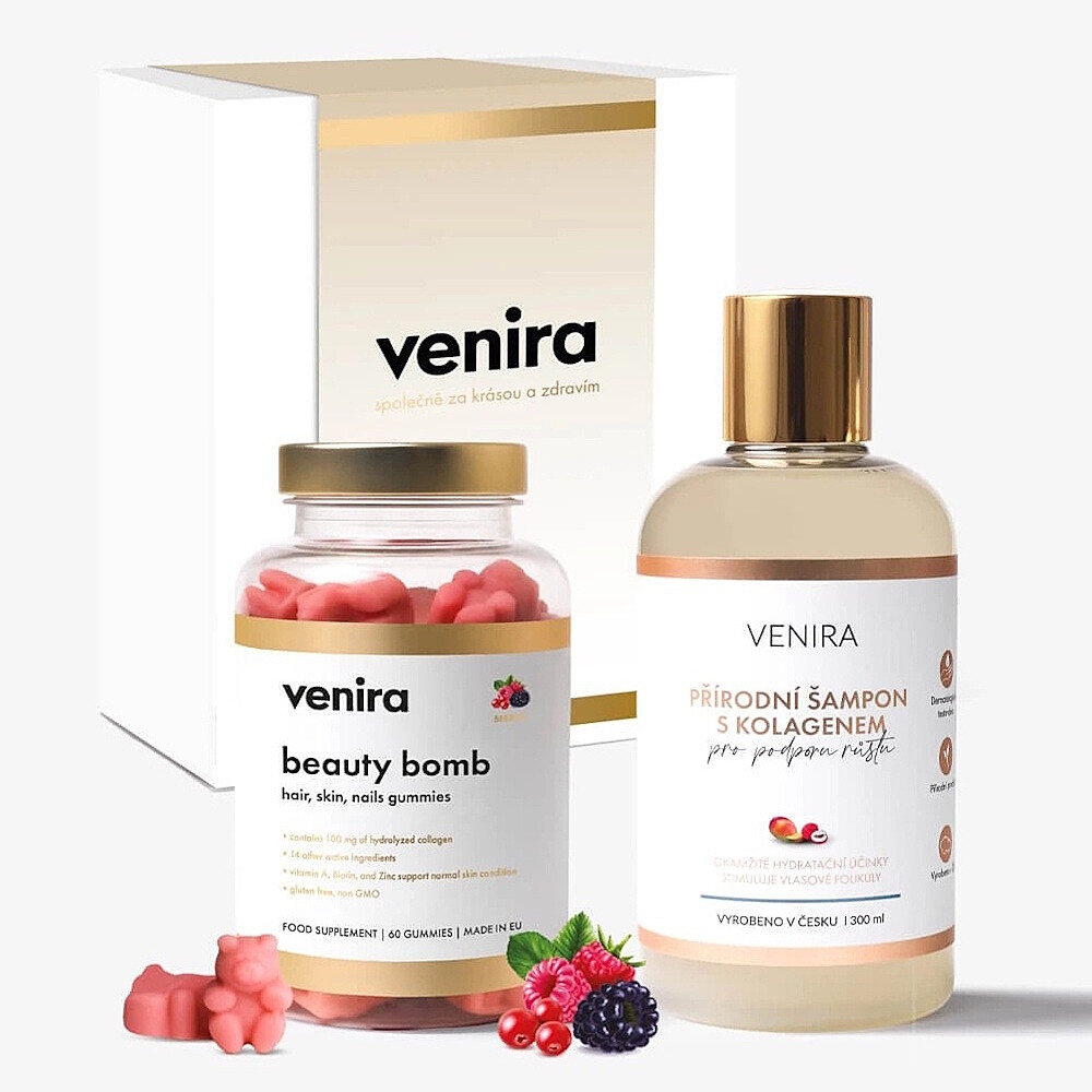 VENIRA Darčeková sada medvedíkovia & šampón s kolagénom