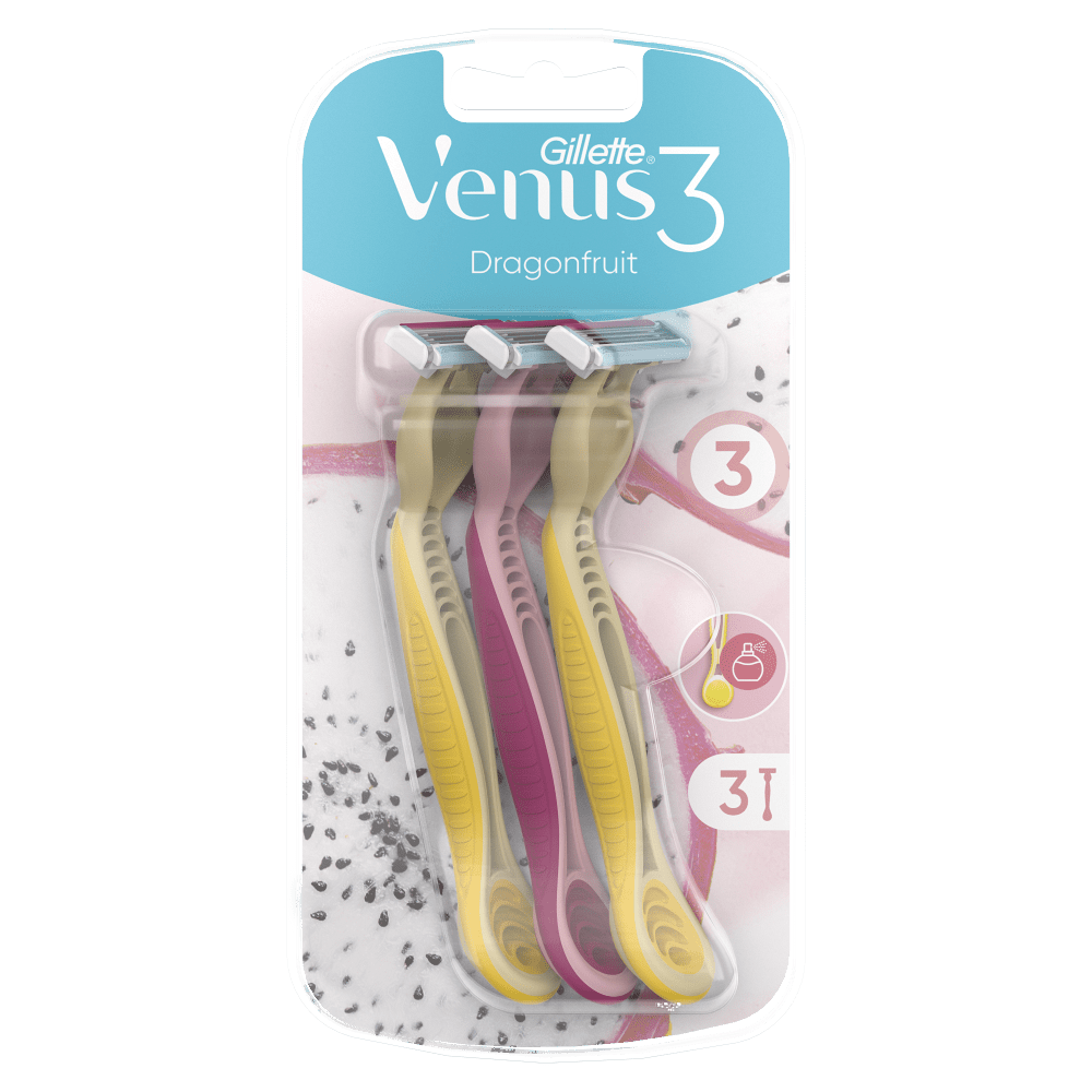 GILLETTE Venus3 Dragonfruit Dámske pohotové holiace strojčeky 3 ks, poškodený obal