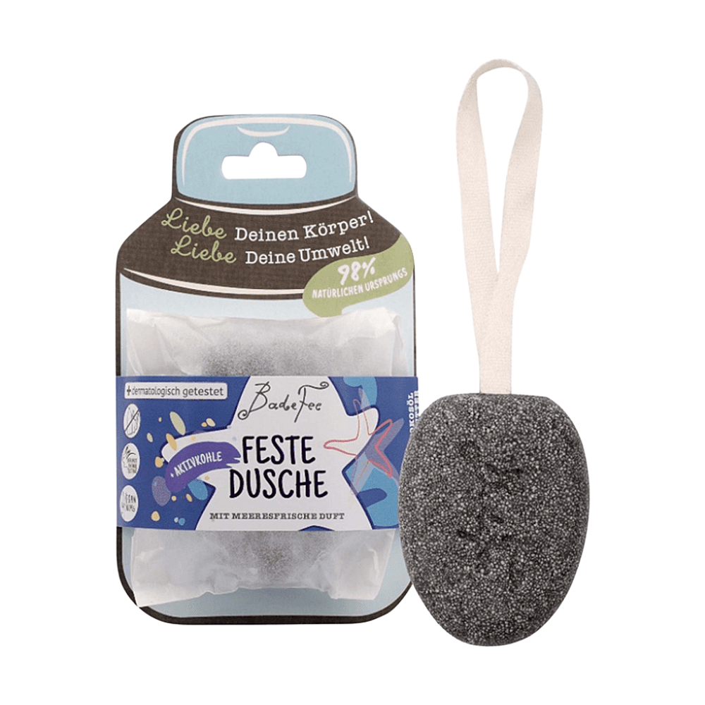 BADEFEE Tuhý sprchový gél Activated charcoal 70 g