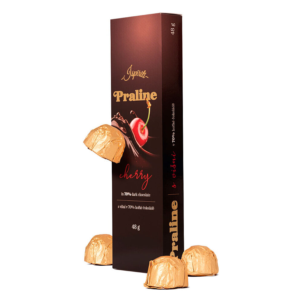 ISPIRITI Praline s višňou v 70% horkej čokoláde 48 g