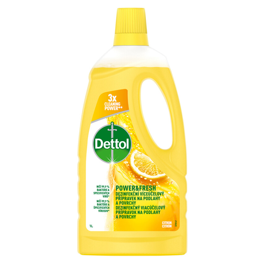 DETTOL Power & Fresh Dezinfekčné na podlahy a povrchy Citrón 1 l, poškodený obal