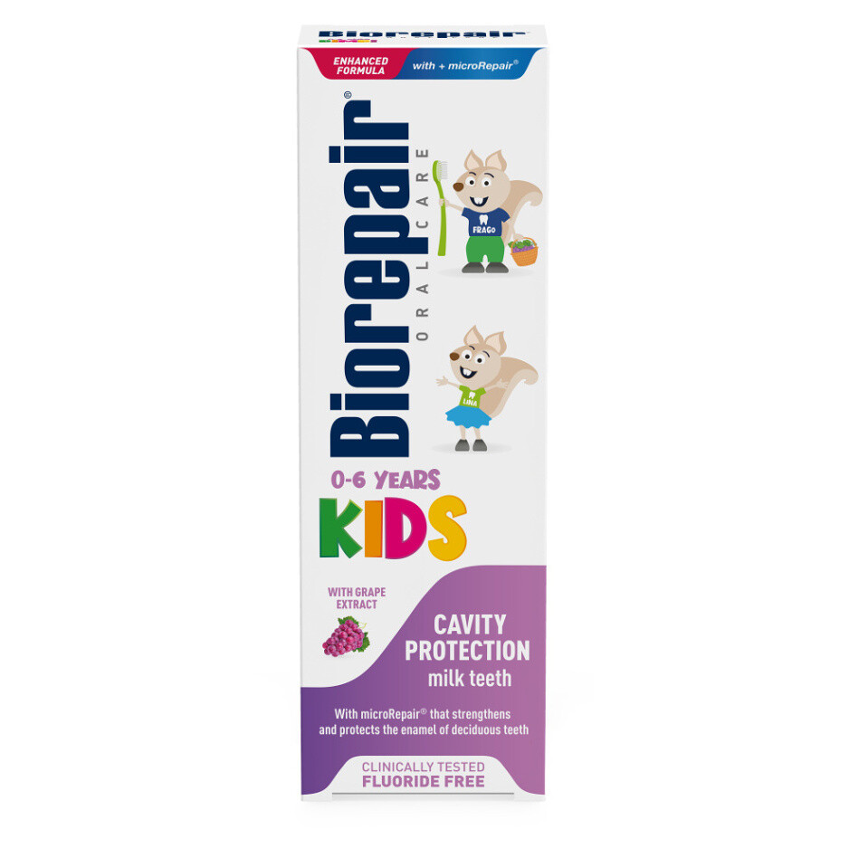 BIOREPAIR Kids Zubná pasta 0-6 rokov Hrozno 50 ml, poškodený obal