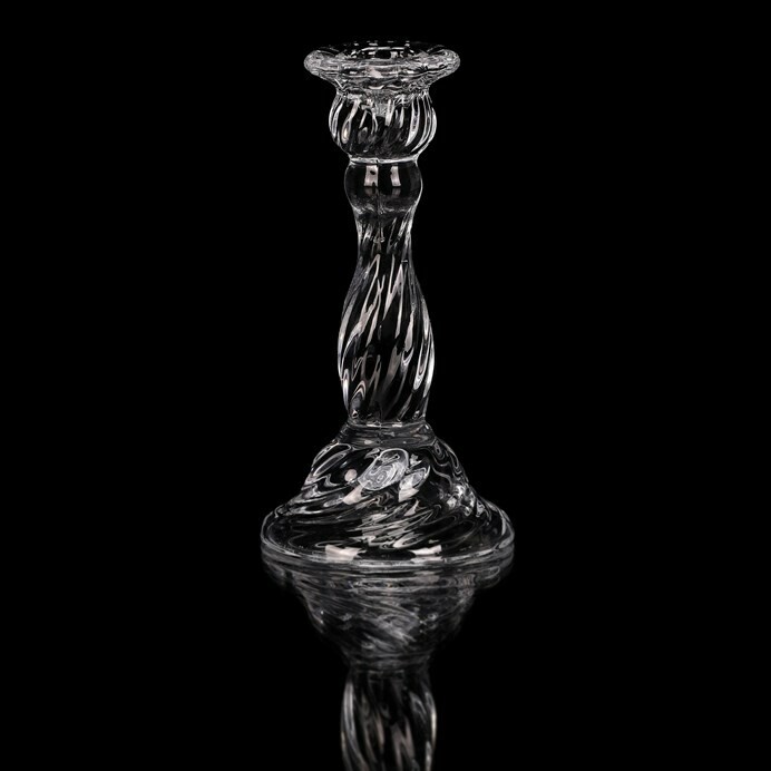 Svietnik sklenený 16 cm na kónickú sviečku, číra