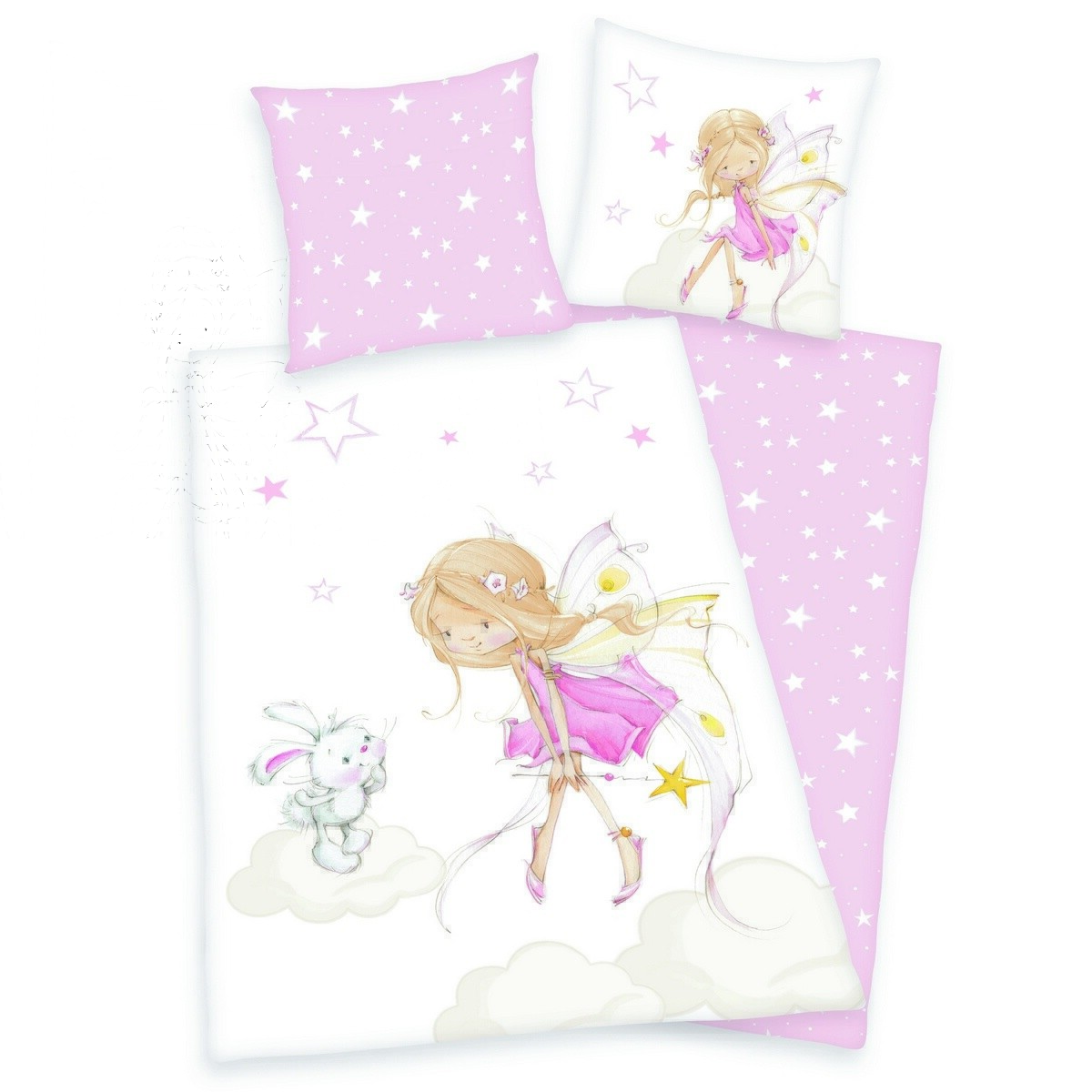 Herding Detské flanelové obliečky Víla a králiček, 135 x 200 cm, 80 x 80 cm