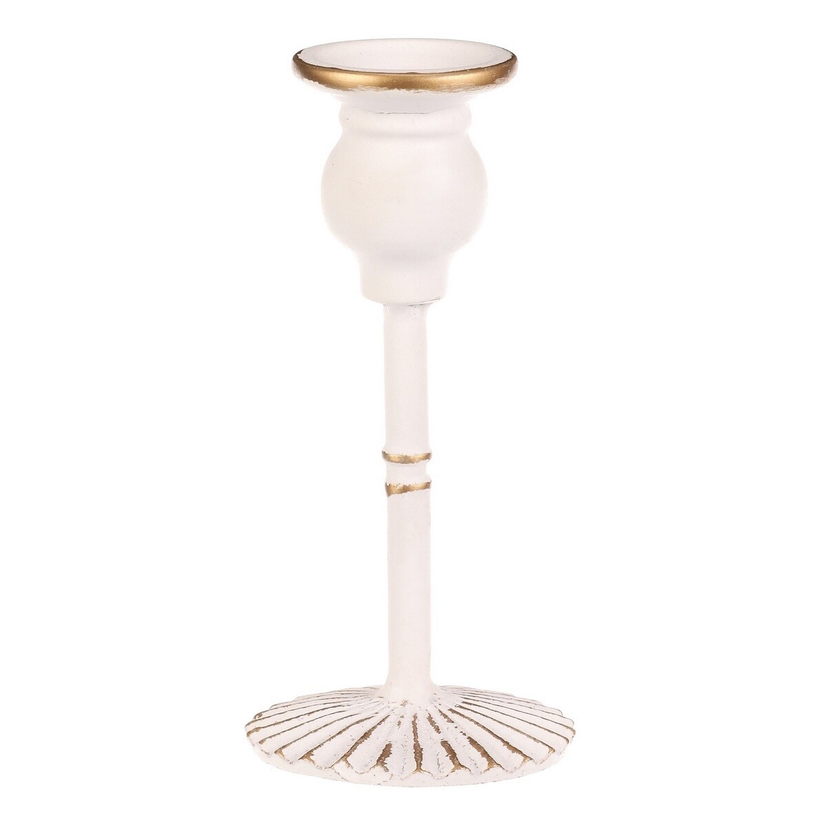 Kovový svietnik na kónickú sviečku 17 cm, biela, 17 cm